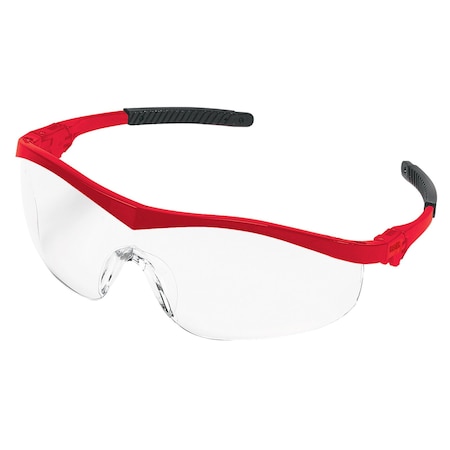 Mcr Safety ST1, Safety Glasses, Anti-Scratch, Clear Lens, Red Frame, Half Frame, 12 PK ST130